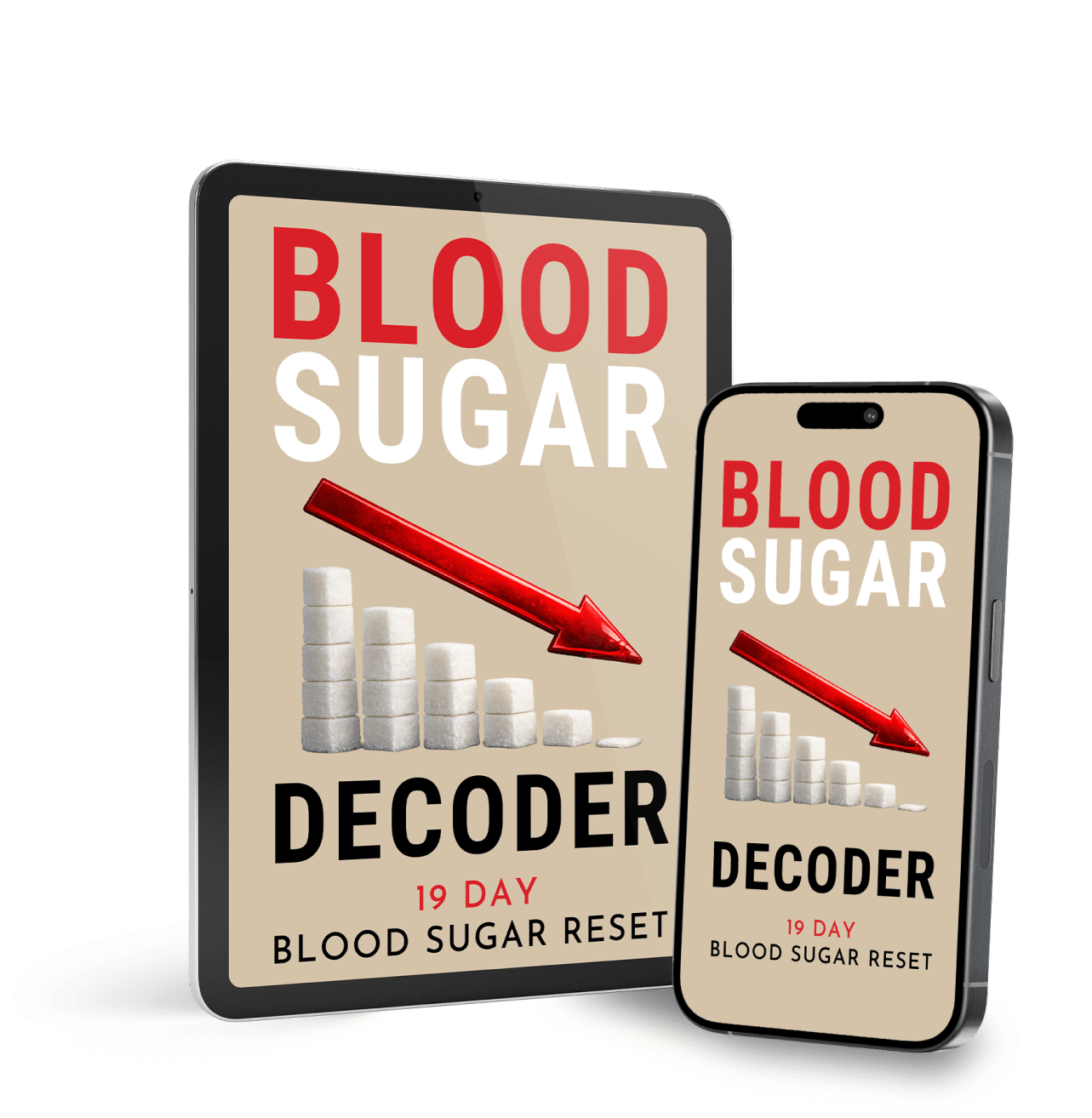 Blood Sugar Decoder protocol shown on tablet and phone
